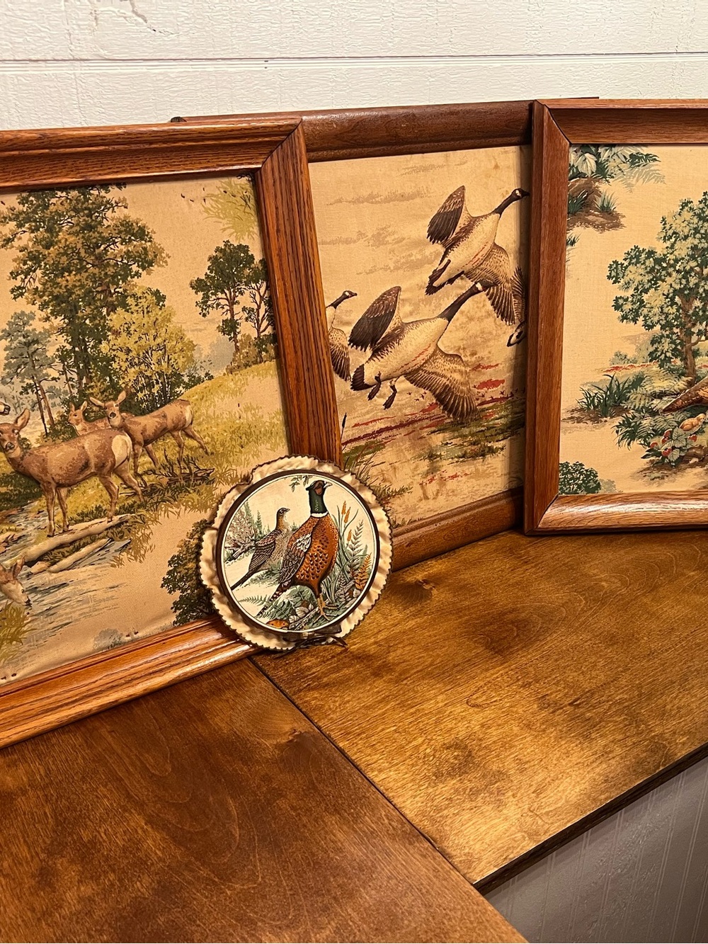 Mid-Century Vintage Art 3D Puffy Framed Deer Ducks Pheasants Geese MCM Man Cave